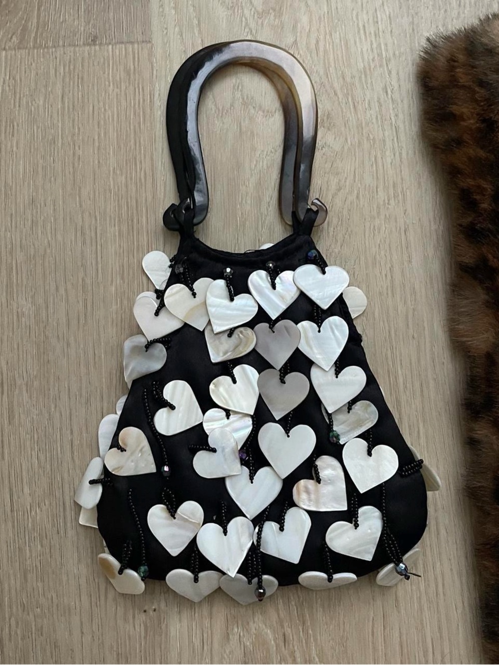 Vintage Mother of Pearl Shell Heart Mini Handbag